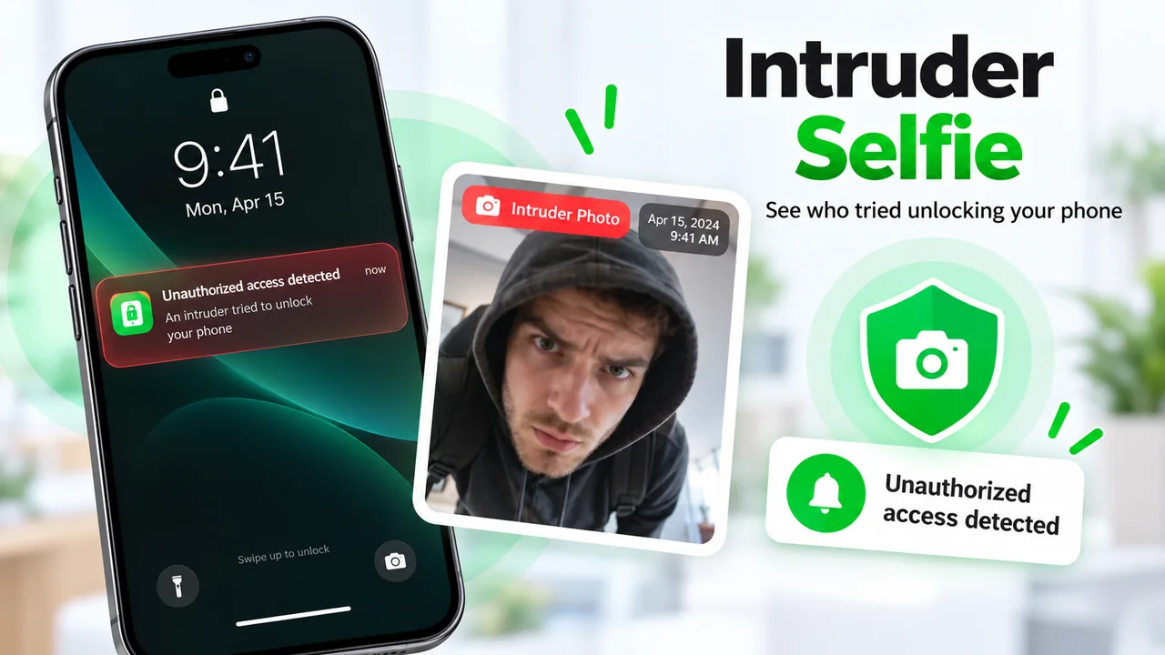 Intruder selfie notification on a lock screen