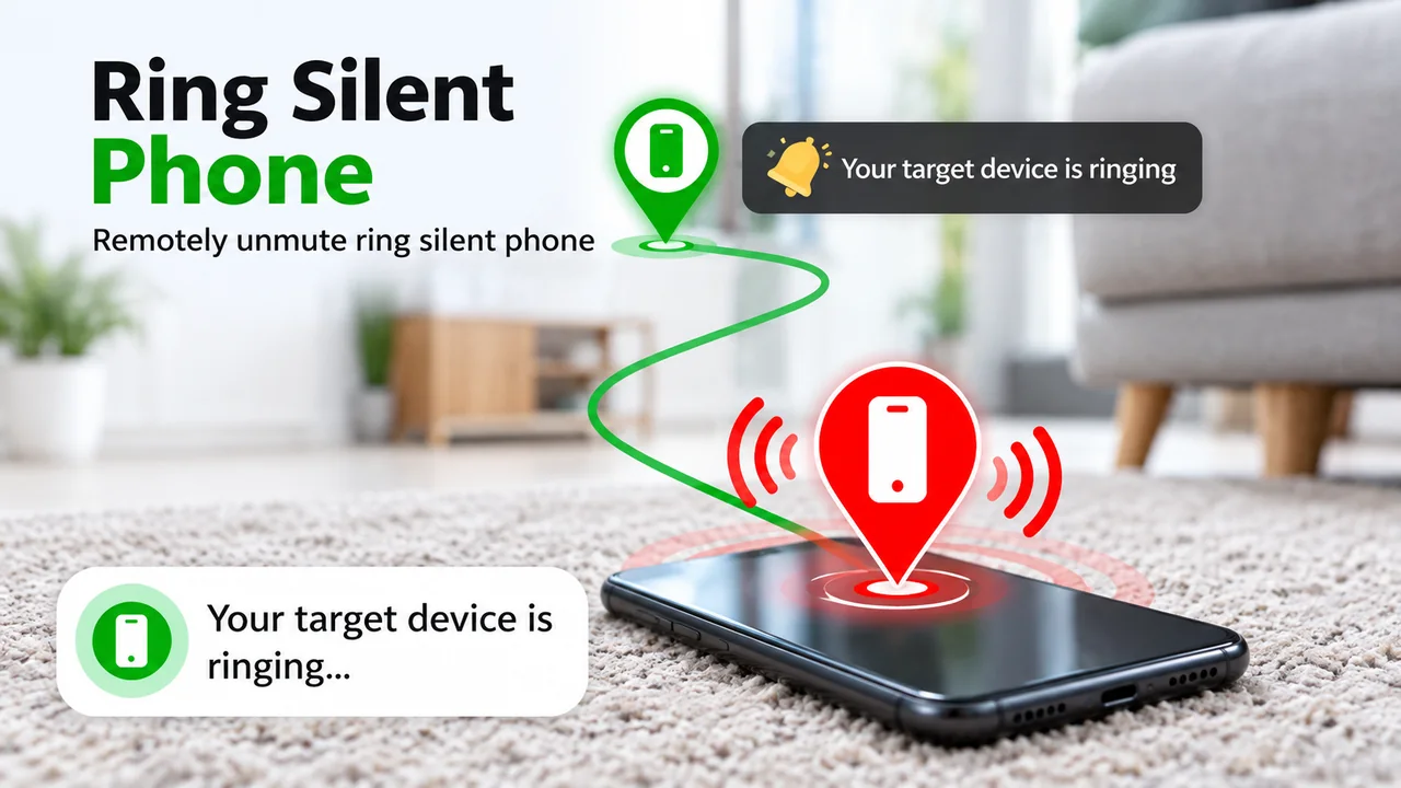 Ring silent phone feature with a ringing device on a carpet